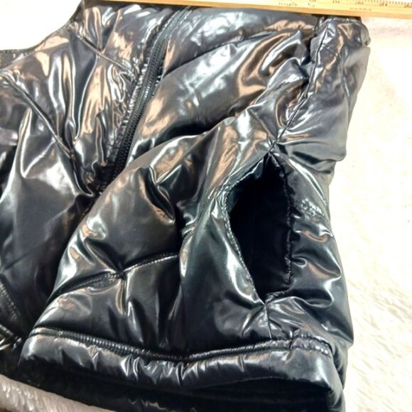 Old Navy Y2k Fleeced Lined Quilted Puffer Zip Up Vest. Woman's M Glossy Black... - Picture 9 of 14